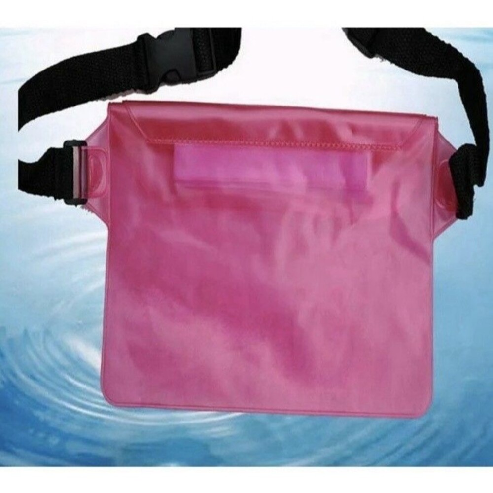 Waterproof Pouch for Phone with Pocket Fanny Pack with Waist Strap Pink